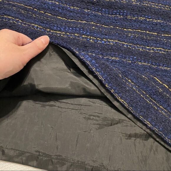 Loft‎ Blue & Gold Tweed Lined Mini Skirt - Picture 6 of 8